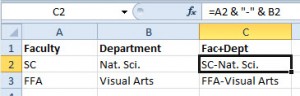 Concatenate values in Excel 2010