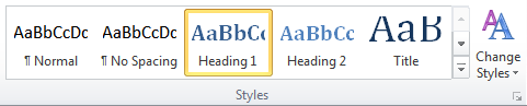 Styles gallery on the Home ribbon in Word 2010