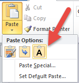 Keep Text Only paste option
